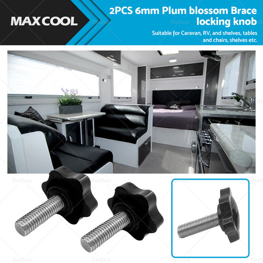 {{ Pair 6mm Plum Blossom Carefree Awning Brace Locking Knob Suitable For Caravan RV }} - Buy Car Parts Online at {{ Kaka Auto Parts }}.