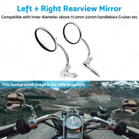 Chrome Round Rearview Bar End Mirror Suitable for Motorcycle Chopper Racer