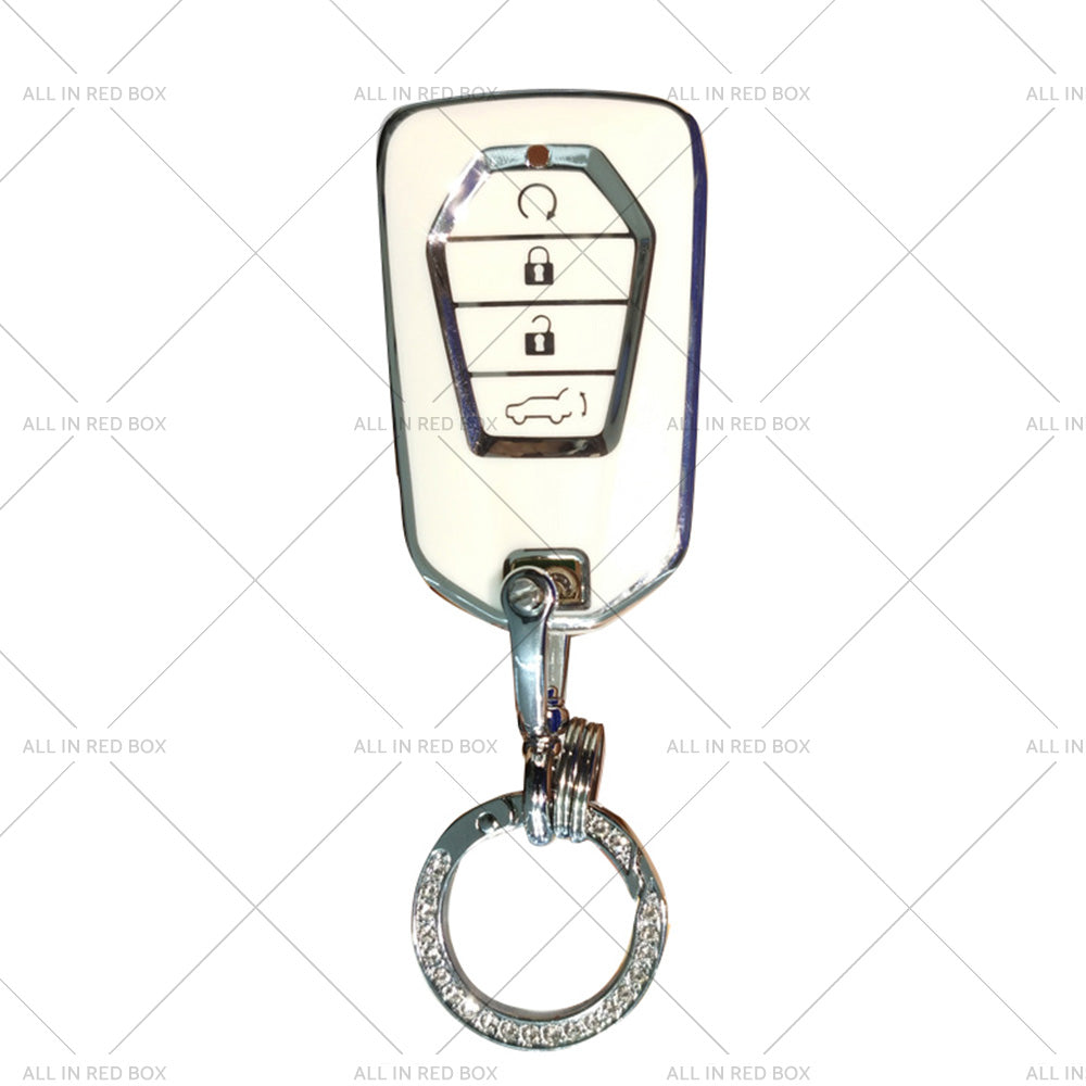 TPU Car Remote Key Fob Cover Suitable for Isuzu D-MAX MU-X MUX 4 Button White