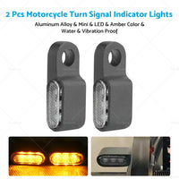 2X Mini LED Motorcycle Turn Signal Indicator Amber Blinker Light Lamp Black 3LED