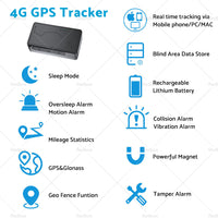 4G Real Time GPS Tracker Magnetic Alarms Live Tracking Vehicle Car Mini Tracker