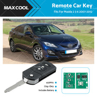 3 Buttons Complete Remote Car Key 433MHz ID63 80Bit Chip Fits For Mazda 2 3 6