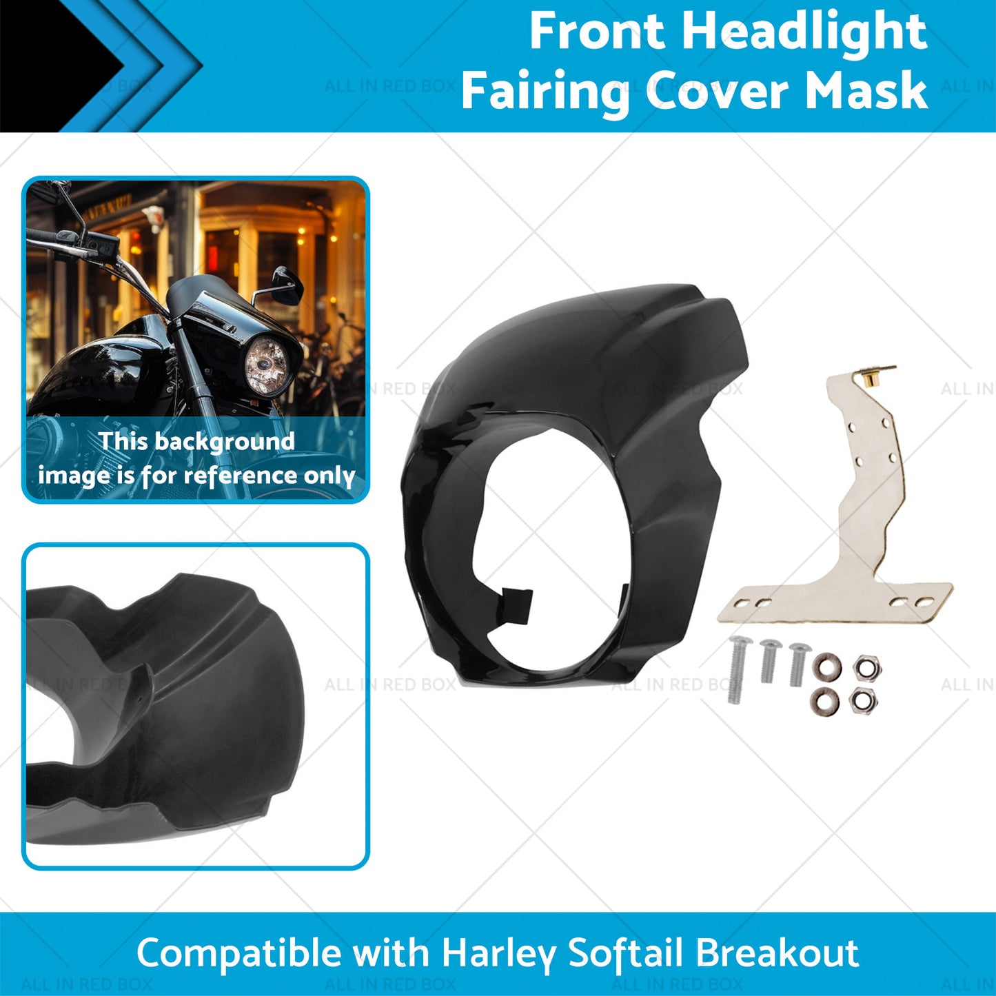 1x Front Headlight Fairing Cover Mask Suitable for Harley Softail Breakout 18-23