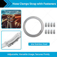 304 Stainless Steel Worm Clamp Hose Clamps Strap with Fasteners Adjustable DIY