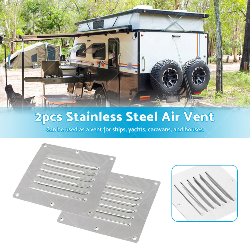 2PCS Stainless Steel Rectangular Air Vent For Caravan Boat Wall Eave Home