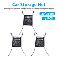 3PCS Car Truck Seat Mesh Tidy Storage Net Bag Organizer Holder Multi-Pocket