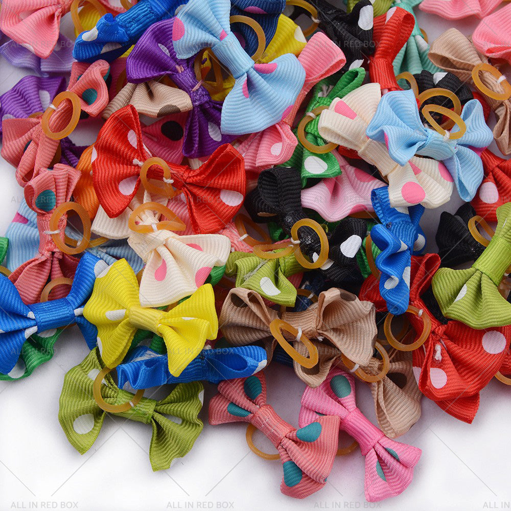 Up To 100PCS Pet Small Dog Hair Bows Rubber Bands Puppy Cat Grooming Accessory