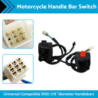 Motorcycle Handle Bar Headlight Control Switch Turn On Off Light Indicator