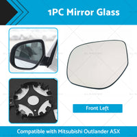 Left Side Mirror Glass Heated Convex Base Suitable for MITSUBISHI ASX XC-XE13-19