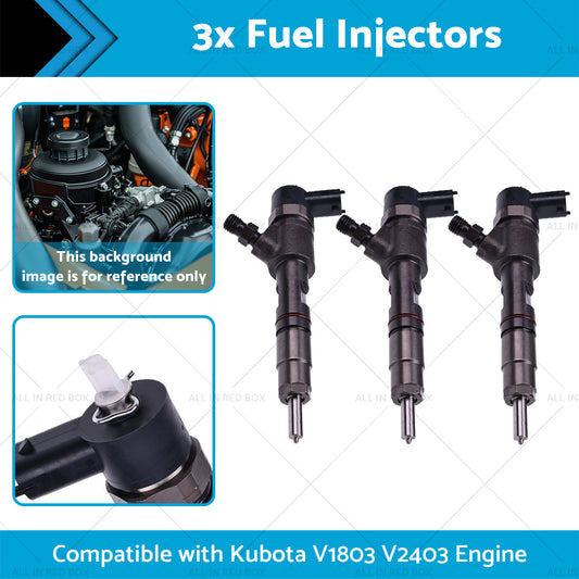 3x Fuel Injectors Suitable for Kubota V1803 V2403 Engine Tractor MX5200F L3301DT