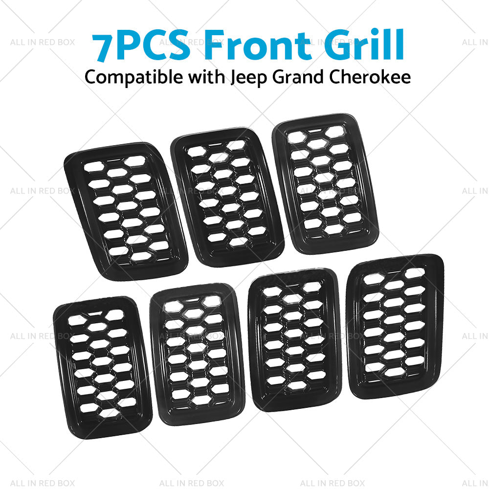 Front Grill Mesh Covers Inserts Suitable for Jeep Grand Cherokee 17-22  Black