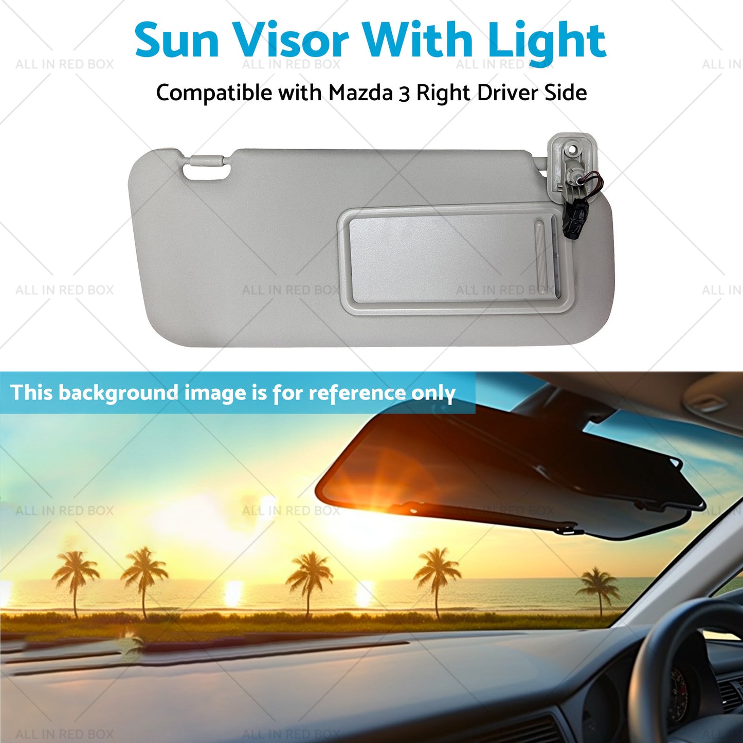 BBM369-270C-75 Right Driver Side Sun Visor With Light Suitable for Mazda 3 10-13