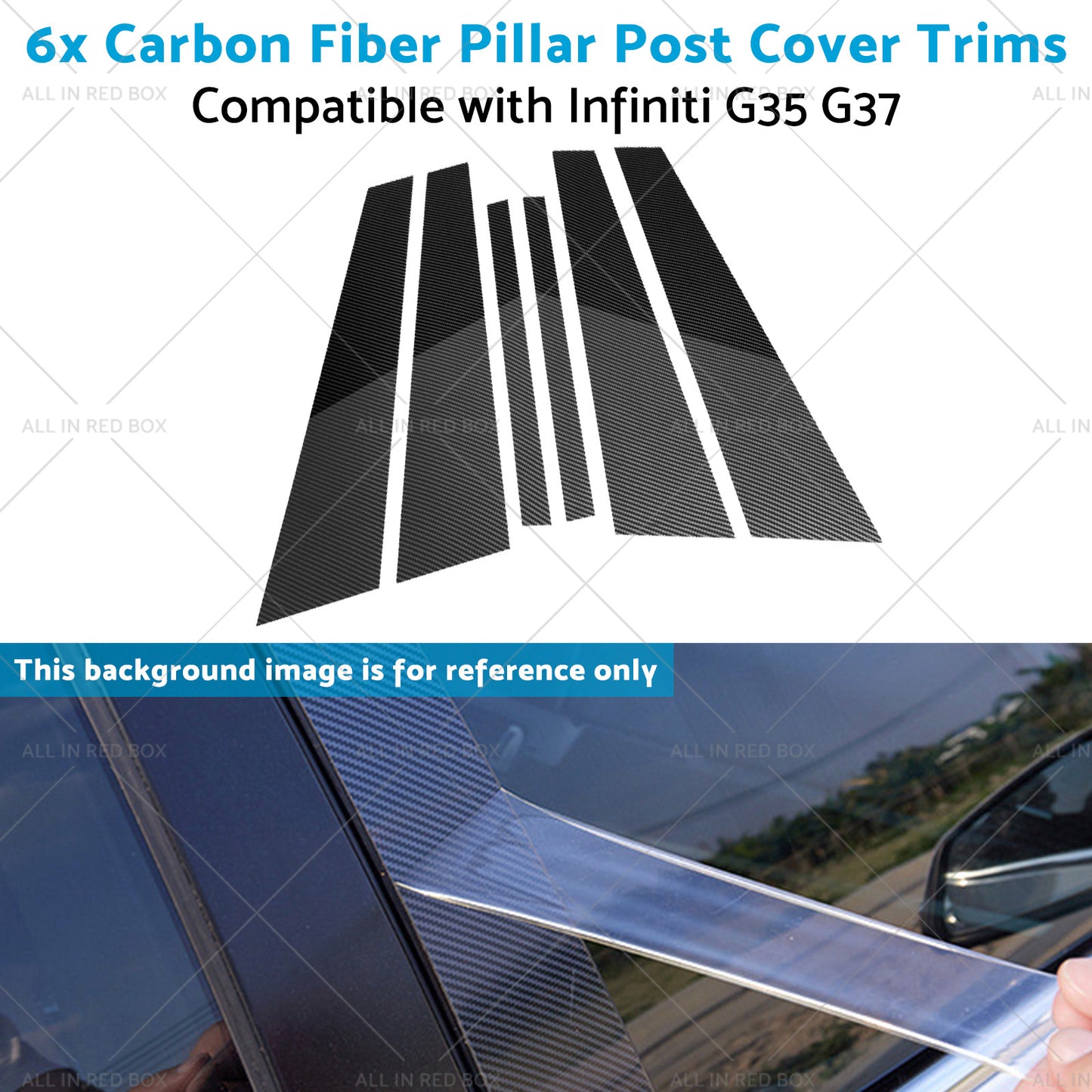 6x Carbon Fiber Pillar Post Cover Trims Suitable for Infiniti G35 02-13