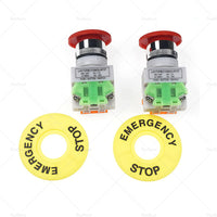 2Pcs Emergency Stop Button Shut Off Push Button Switch Red Mushroom