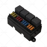 12 Way Blade Fuse Box 4-Relay Holder and Terminal and Fuse 12V 40A Car Auto Truck 4Pin