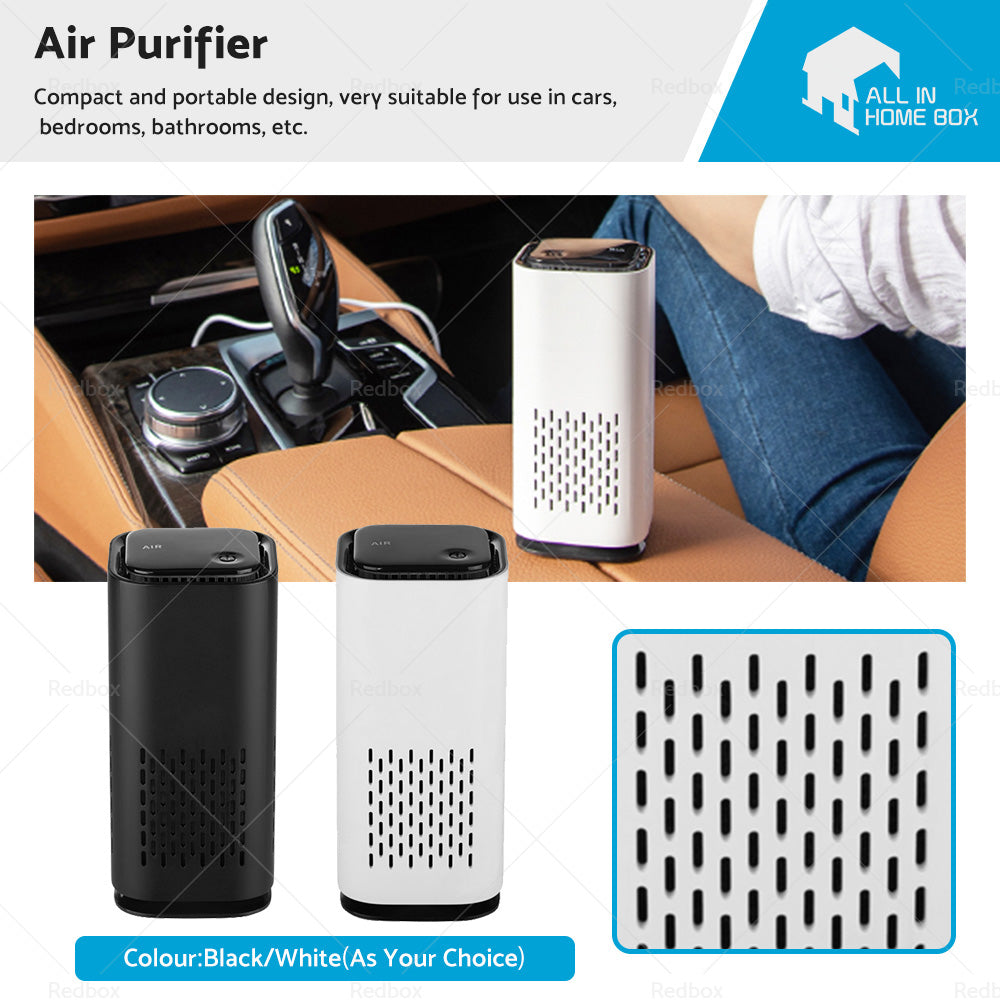 USB Car Air Purifier HEPA Ionizer Portable Mini Car Room Air Cleaner Freshener