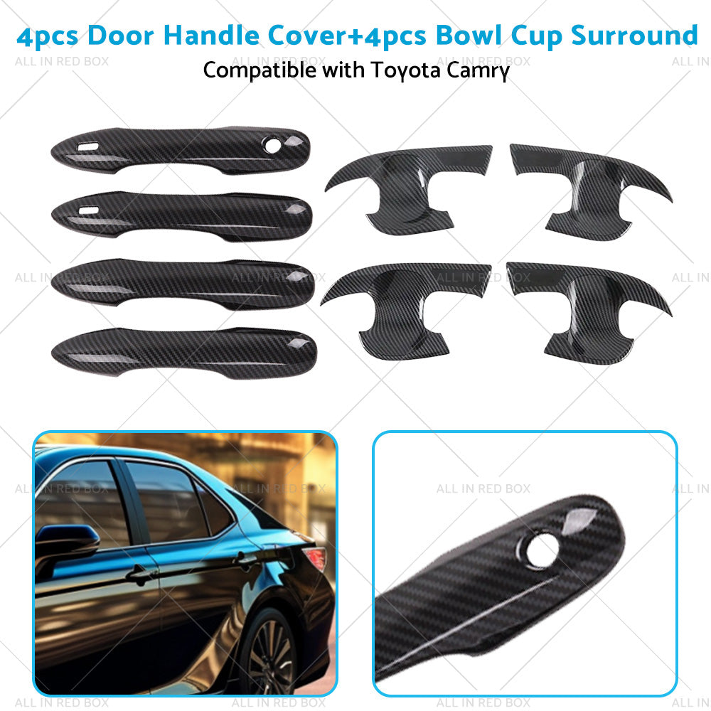 Carbon Fiber Door Handle Cover  and  Bowl Cup Surround Kit Suitable For Toyota Camry