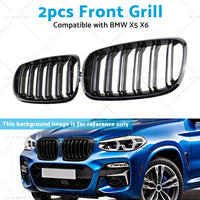 2pc Front Grill Grille Gloss Black Suitable for BMW E70 X5 E71 X6 2007-2013