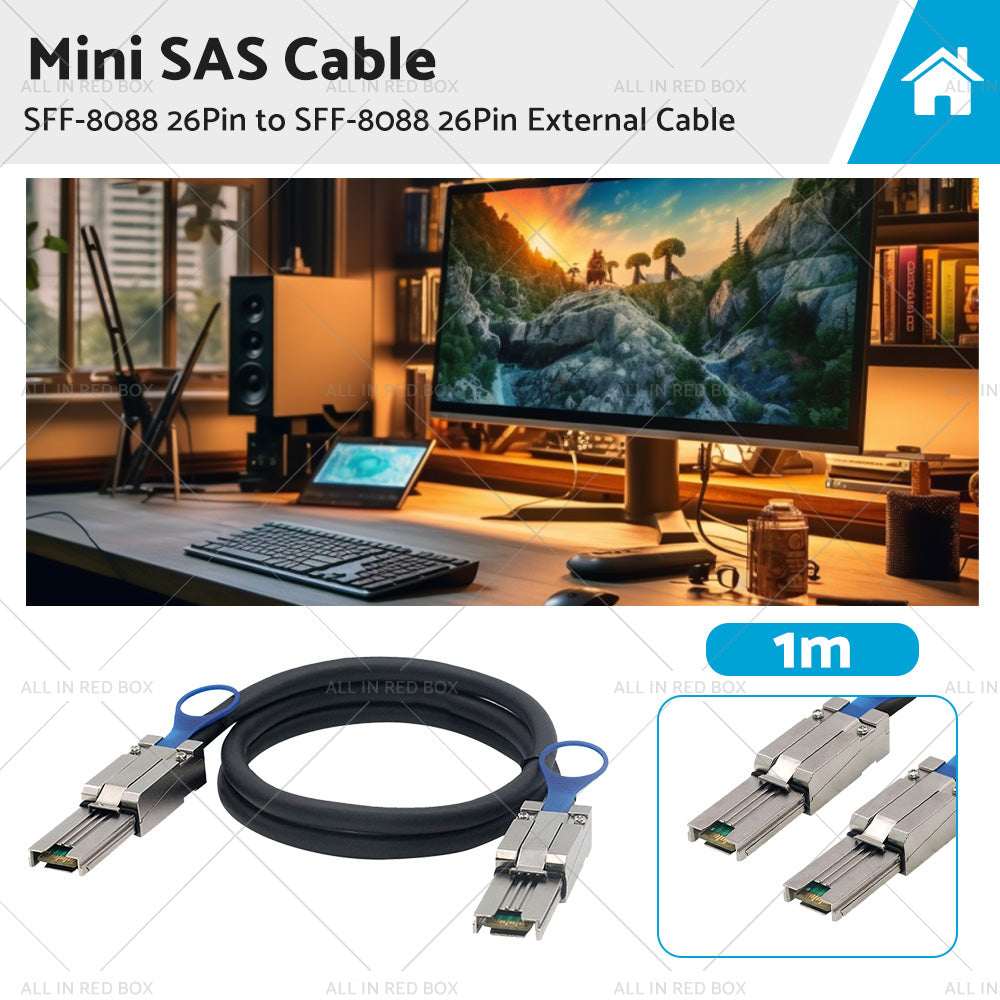 Mini SAS SFF-8088 26Pin to SFF-8088 26Pin External Cable Disk Array Line 1M