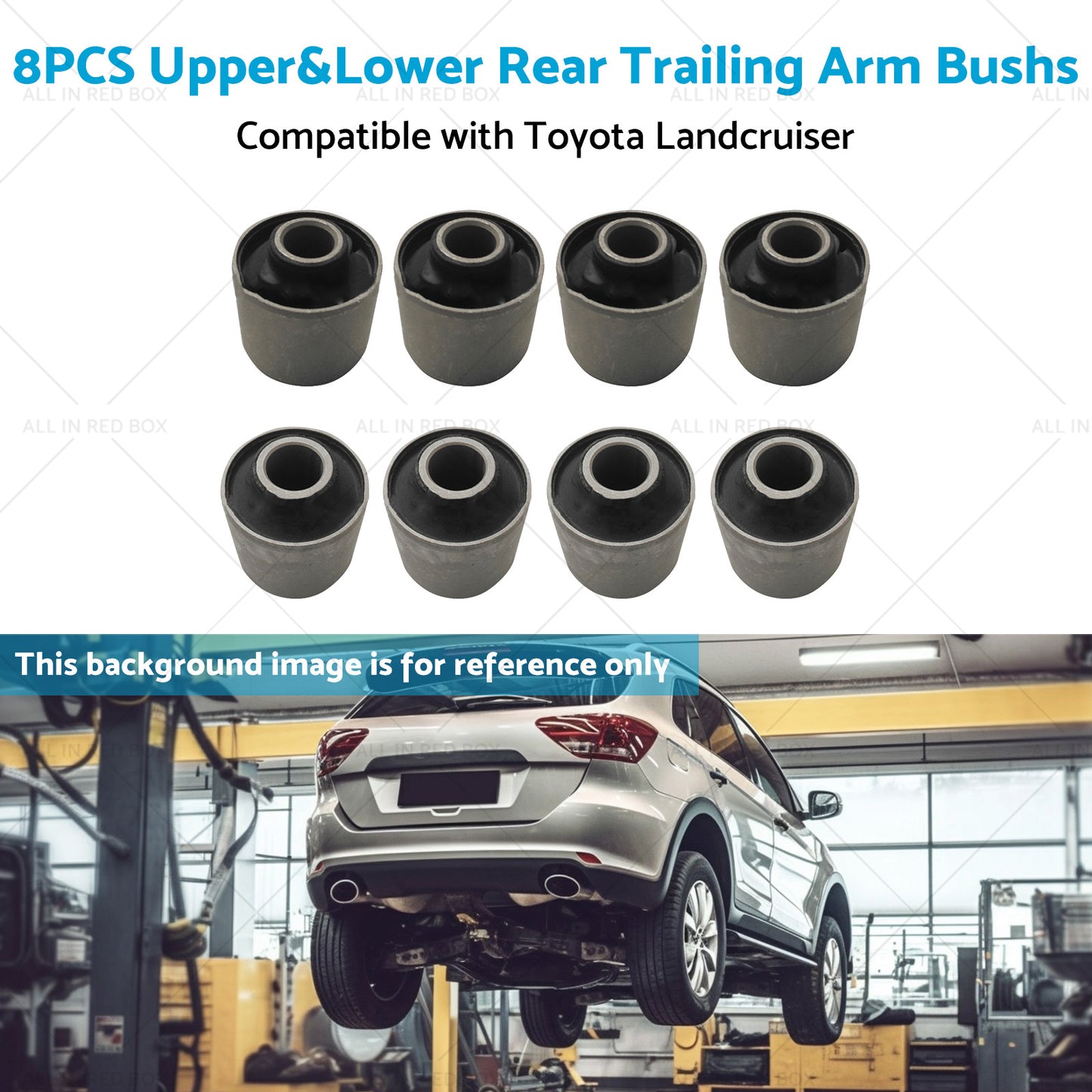 8x Upper and Lower Rear Trailing Arm Bush Kit Suitable for Toyota Landcruiser 80 105