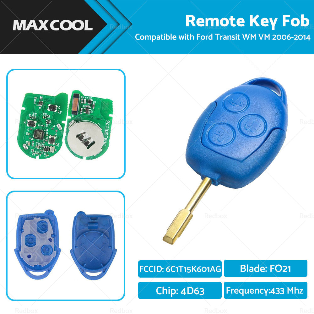 Remote Key Fob  Suitable For Ford Transit WM VM 2006-2014 4D63 433Mhz FO21