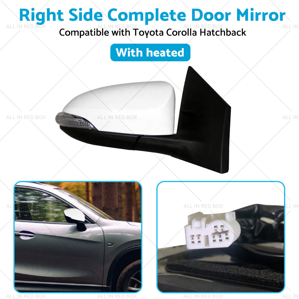 Door Mirror Suitable for Toyota Corolla ZRE182 12-18 Hatch Right White Heated