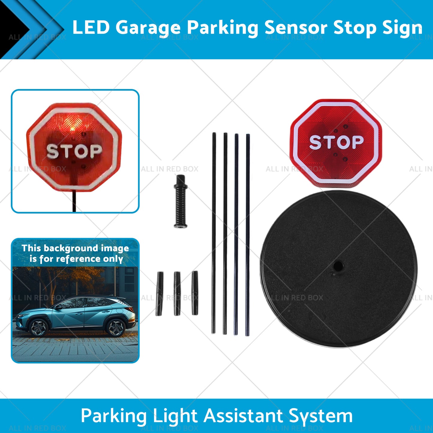 1x LED Garage Parking Sensor Stop Sign - Smart Parking Light Assistant System