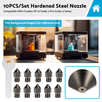 10Pcs Hardened Steel Nozzle Suitable for Creality CR-10 Ender 3 Pro 5 Series