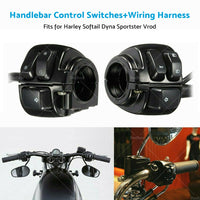 Motorcycle Handlebar Control Switches  Wiring Harness Fits For Harley Dyna Vrod