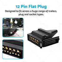 82171BL 12 Pin Flat Connector Plug Suitable For Trailer Caravan Boat Vehicle