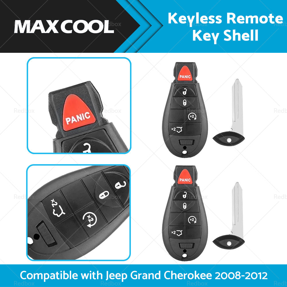 2x Keyless Remote Key Fob Shell Suitable For Jeep Grand Cherokee 2008-2012