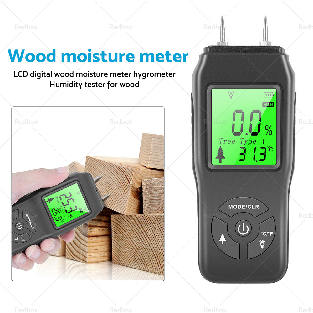 2-Pin Digital LCD Moisture Meter Damp Detector Wood Humidity CaravanTester Tool