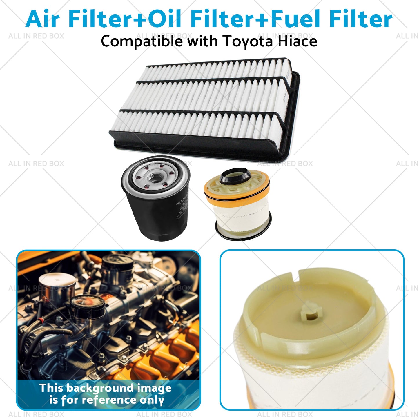 AirOilFuel Filter Kit Suitable for Toyota Hiace 3. 0L Turbo Diesel 3pcs