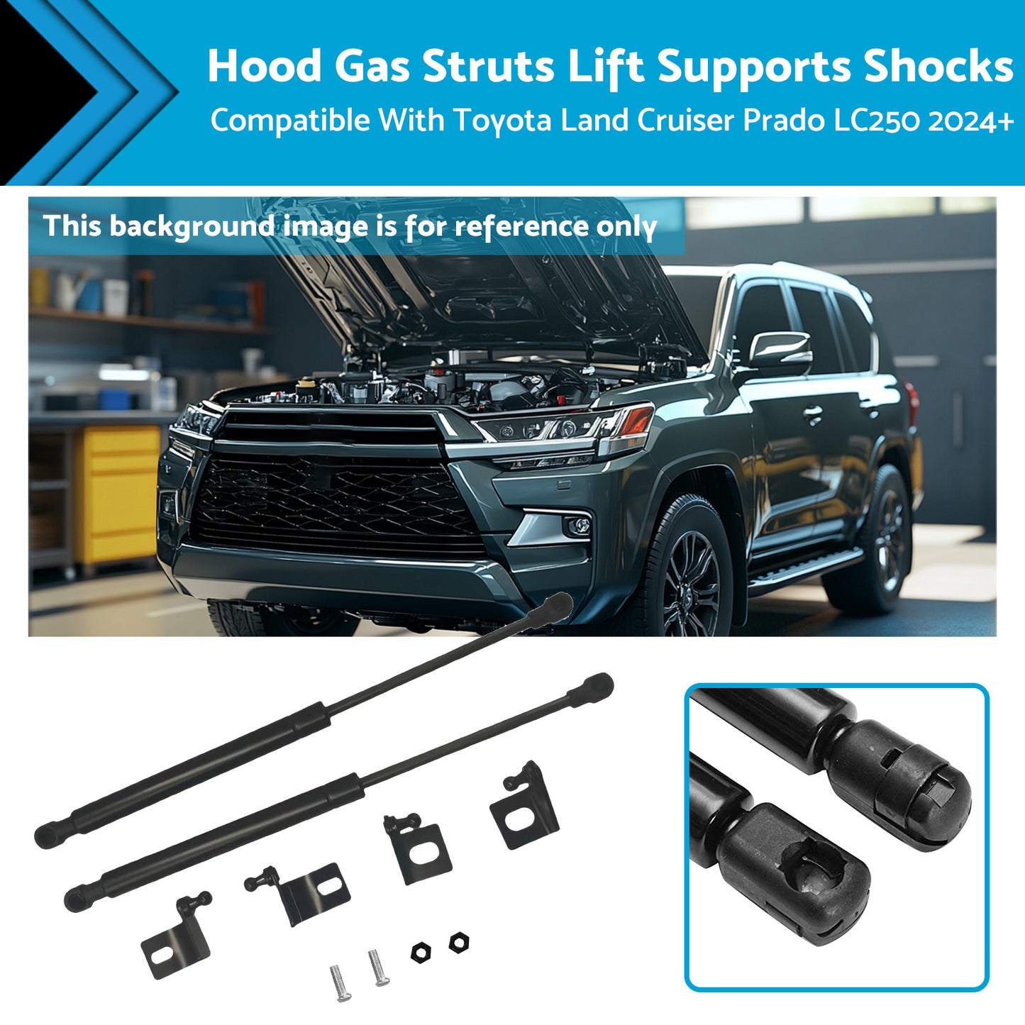 {{ Hood Gas Struts Lift Support Shocks Suitable For Toyota Land Cruiser Prado LC250 }} - Buy Car Parts Online at {{ Kaka Auto Parts }}.