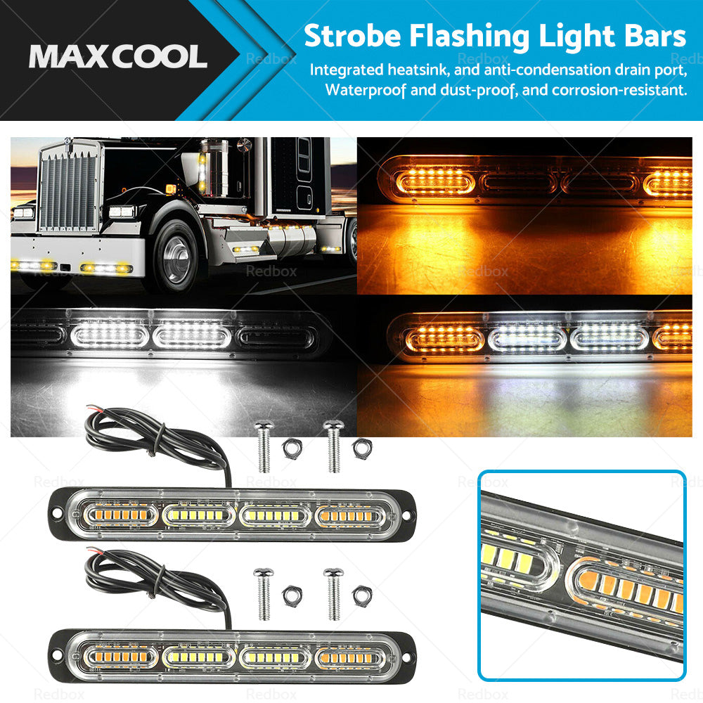 2x 48 LED Amber Recovery Strobe Flashing Grille Lightbar Lamp Truck Beacon Light