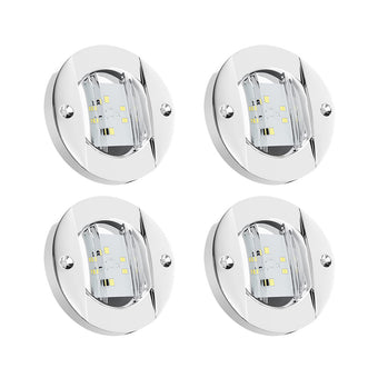 compare product 4x Round LED Marine Boat Cabin & Deck Courtesy Lights Suitable For Walkway – White Stern Light