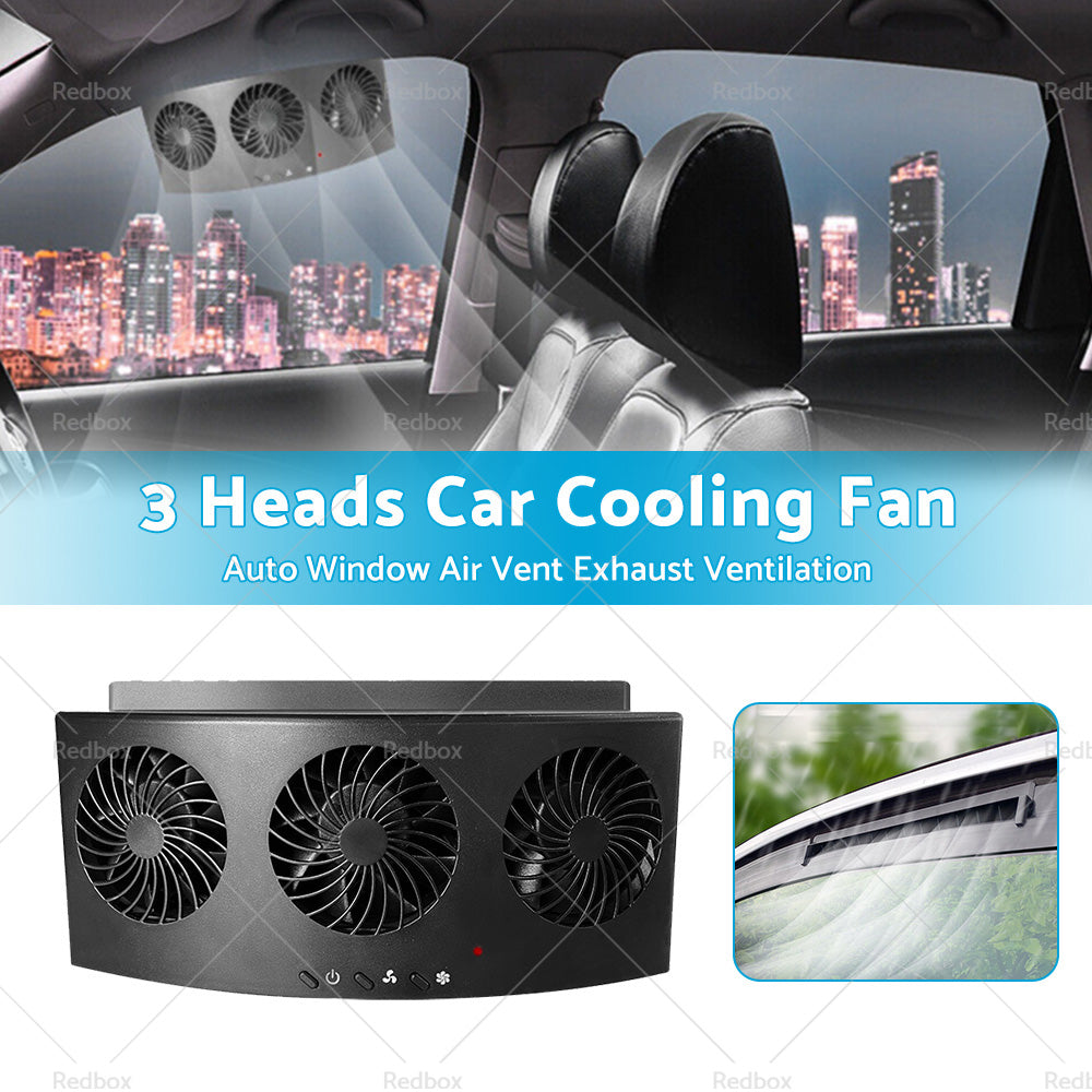 Car Exhaust Window Fan Cooler Air Vent Cooling Fans Ventilator 3Heads Adjustable