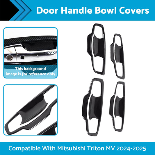 Door Handle Bowl Cover Trim Gloss Black Suitable For Mitsubishi Triton MV 2024+