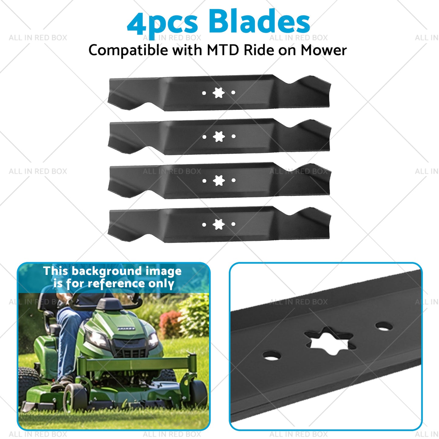 4x Blades Suitable for 38 inch  MTD Ride on Mowers 6 Point Centre Hole 742-0654