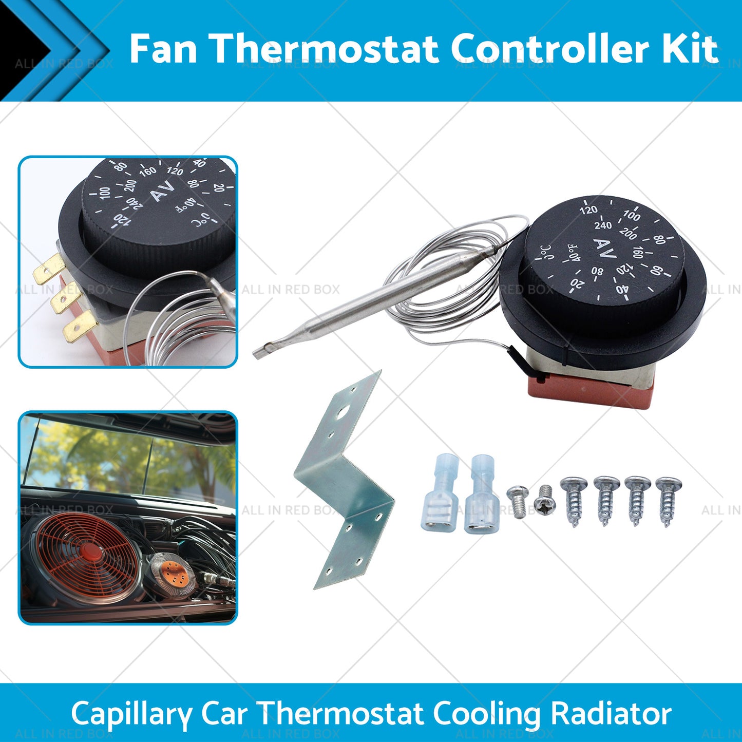 12V Adjustable Fan Thermostat Kit Thermostat Controller Kit 0-120°C AU