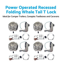 4 Set Chrome Power Operated Recessed Folding Whale Tail T-Lock Handle Toolbox