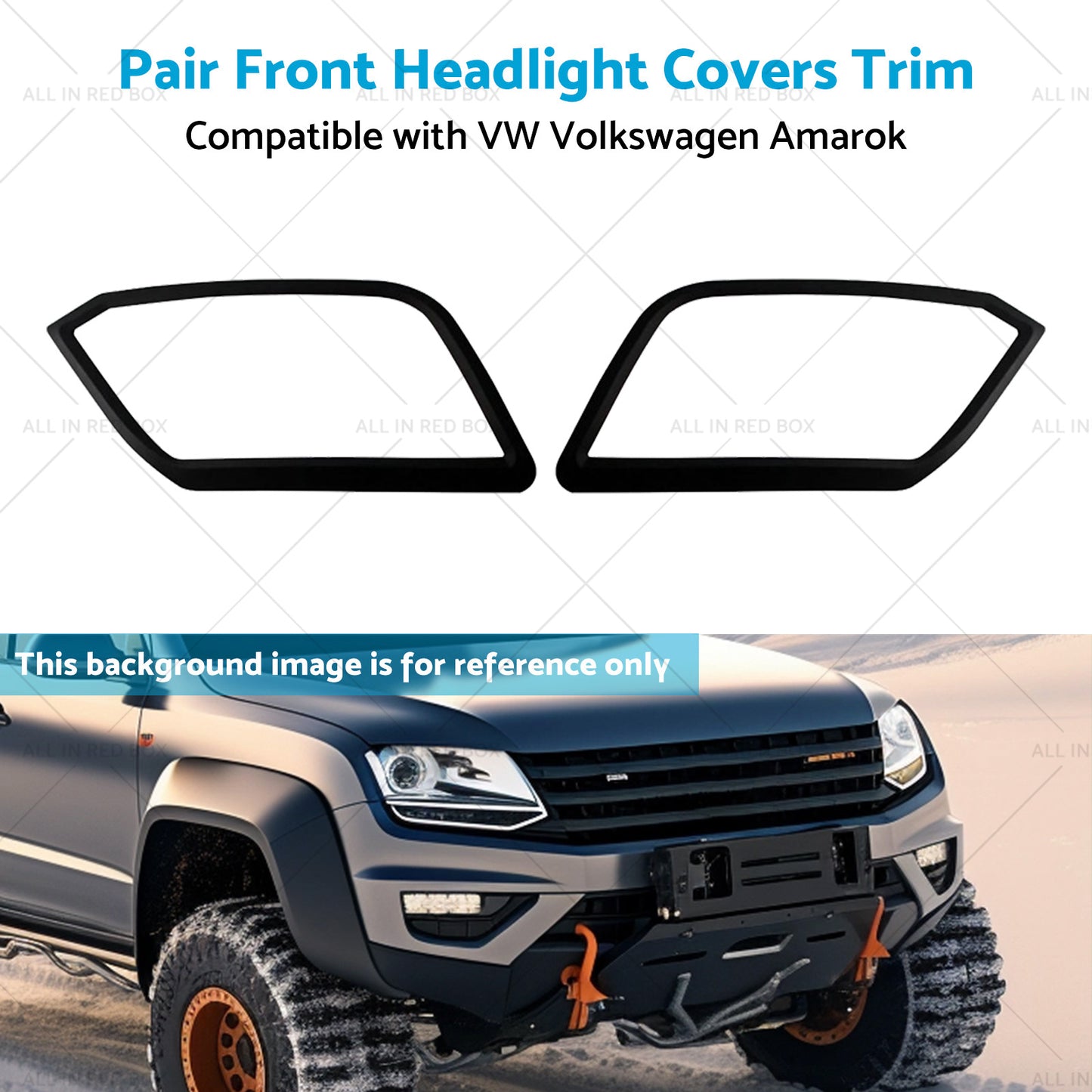 Pair Front Headlight Covers Trim Suitable for VW Volkswagen Amarok 09-22