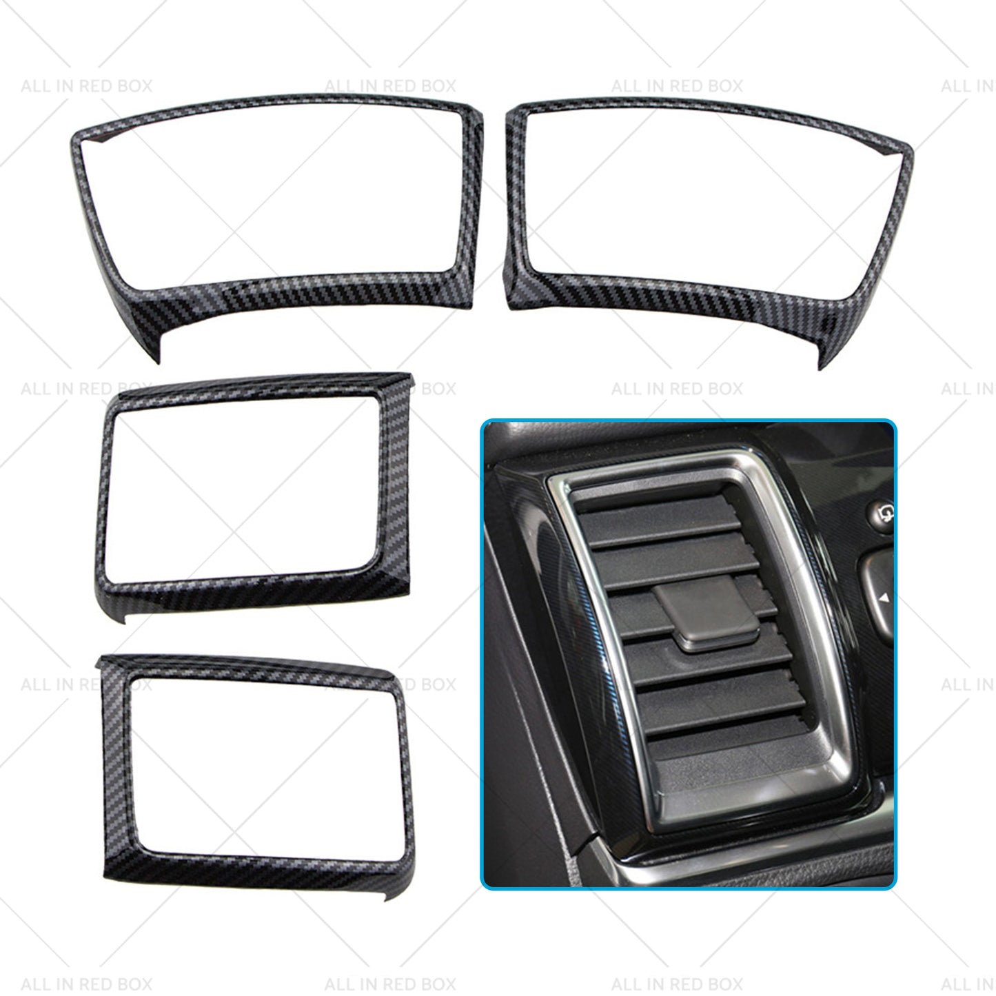 4x Carbon Fiber Color Air Outlet Frame Cover Trim Suitable for 15-22 Ford Ranger