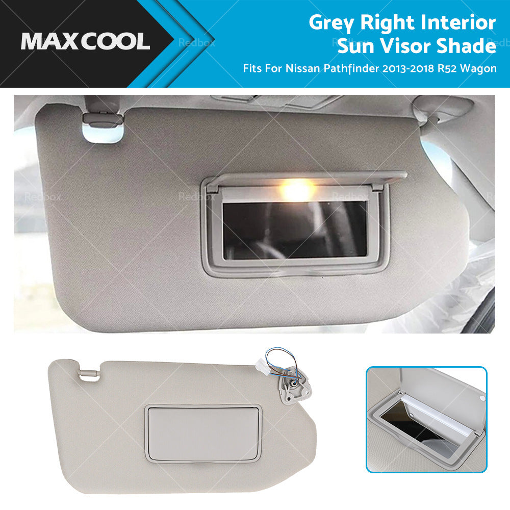 Right Interior Sun Visor Shade Grey Fit For Nissan Pathfinder 13-18 R52 Wagon