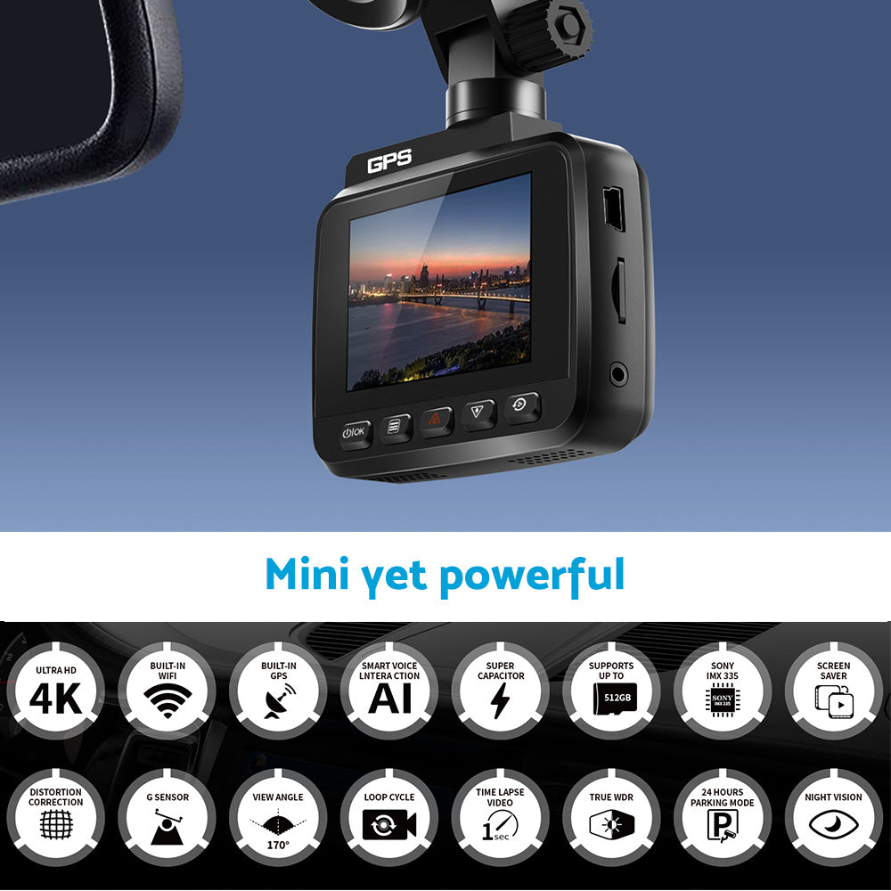 4K Car Dash Camera Recorder Suitable For Vehicles Built-in WiFi GPS UHD 2160P LCD 170?? WDR Night Vision