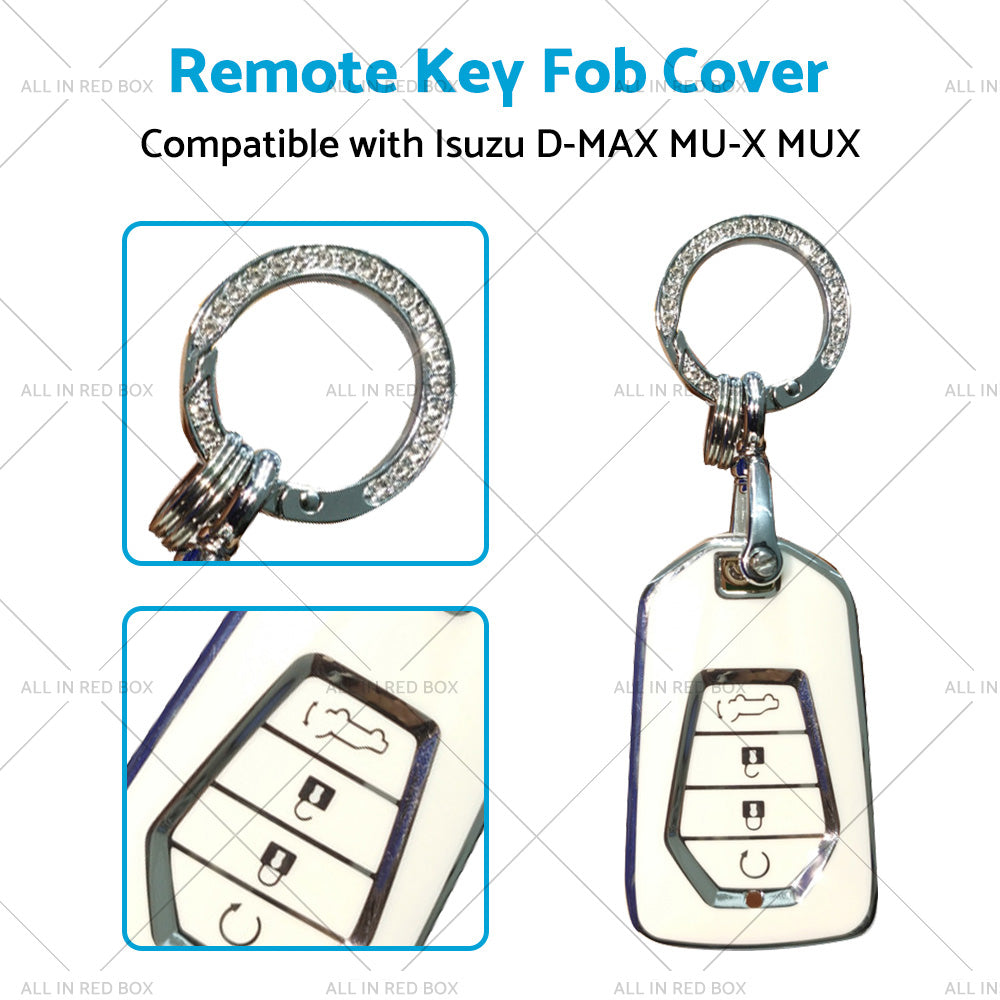 TPU Car Remote Key Fob Cover Suitable for Isuzu D-MAX MU-X MUX 4 Button White