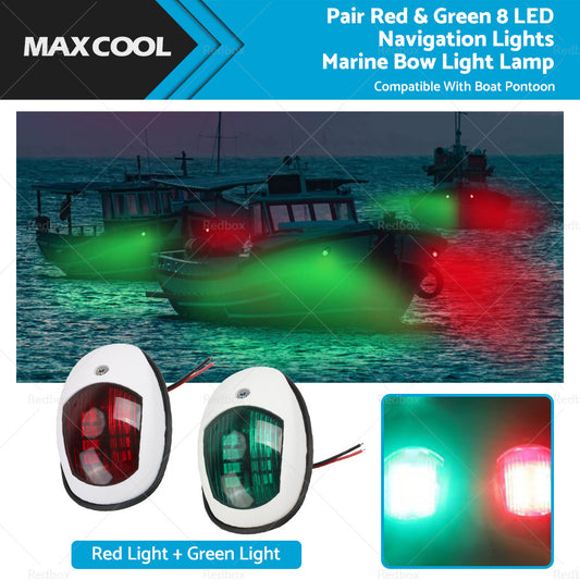{{ Pair Red  and  Green 8LED Navigation Lights Marine Bow Light Lamp for Boat Pontoon }} - Buy Car Parts Online at {{ Kaka Auto Parts }}.