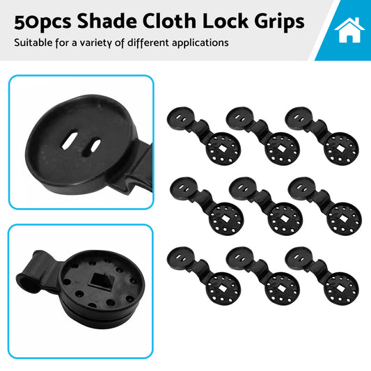 50PCS Shade Cloth Heavy Duty Lock Grip Reusable Windproof Awning Clamp Grip