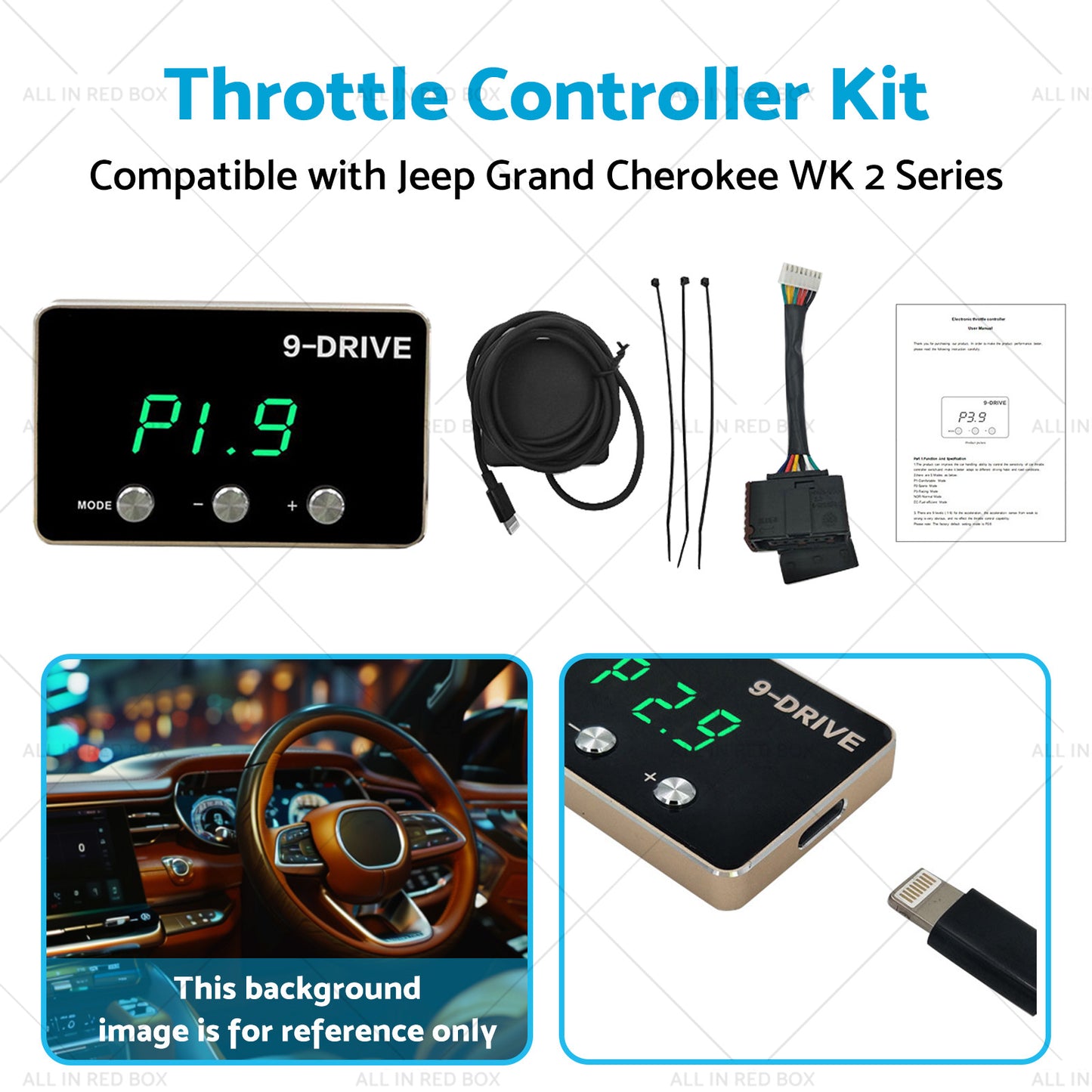 Suitable for Jeep Grand Cherokee WK2 11-21 Black EVC Throttle Controller Kit