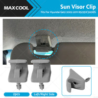 2x Sun Visor Clip Left or Right Side For Hyundai Getz 2002-2011 Grey 852351C300QS